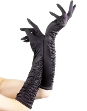 Ladies Fancy Dress Long Temptress Gloves - Black